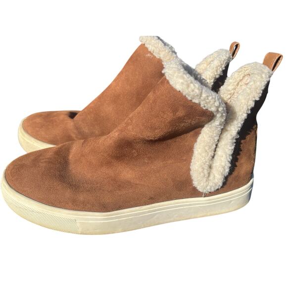Lexi & Abbie Women's Brown Hickory Suede Sheepskin Wool Boots Size 10 GUC - Picture 1 of 8